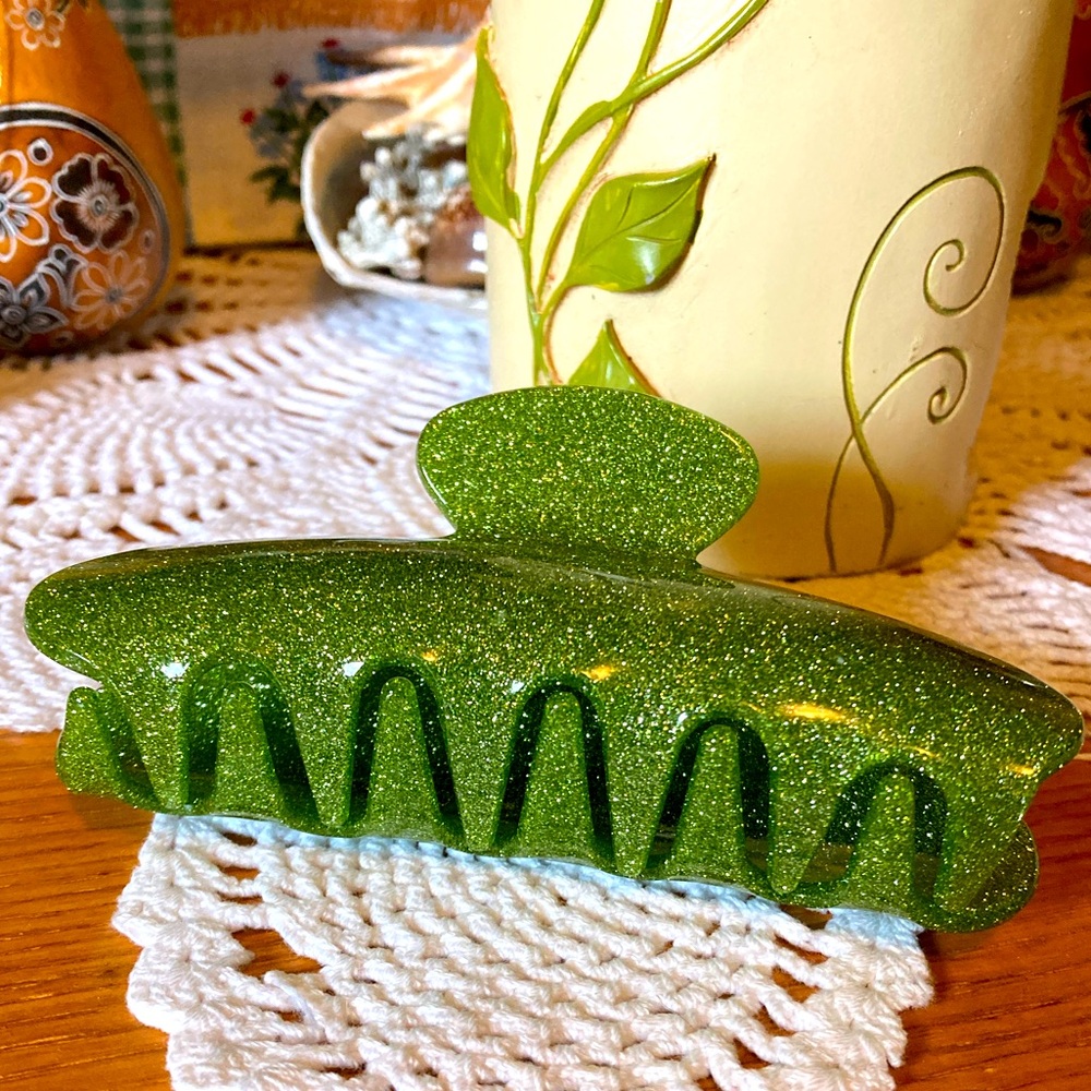 Hair Clip, Green, 4-1/2”